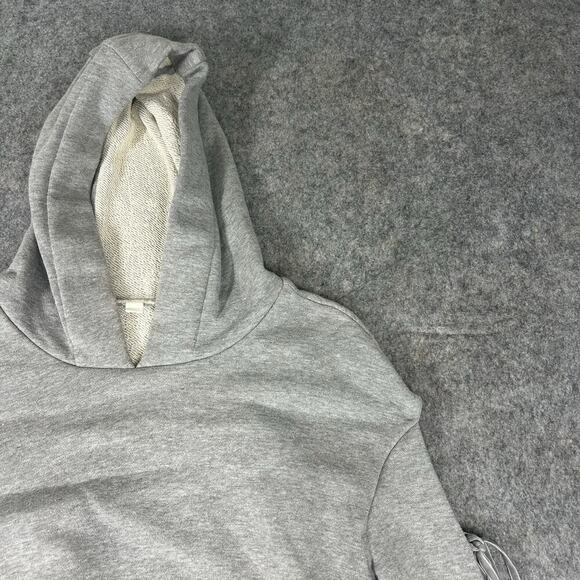 Jonathan Simkhai Hoodie XS Crop Sweatshirt Grey Bow Tie Detail Bell Sleeve Flaw - Picture 2 of 12